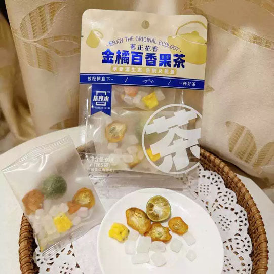 【集良木】金橘百香果茶60g*4包(每包5袋,共20袋)一杯花茶 享受源生态 告别负能量