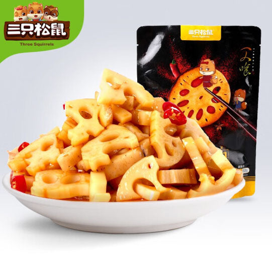 【三只松鼠】脆藕片150g*2袋(每袋5包,共10包)黑鸭味 爽辣清脆