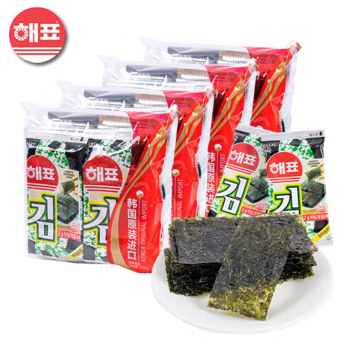 【海牌】原味海苔2g*32包(每包8片海苔,共256片)韩国原装进口 轻薄透亮 入口即化
