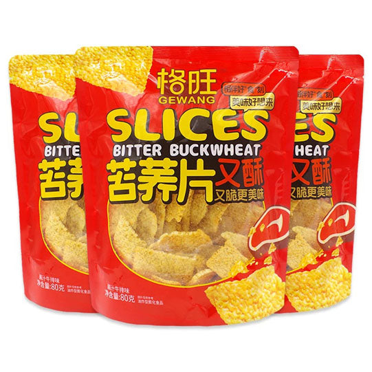 【格旺】苦荞片80g*4袋(每袋约27片,共108片)酱汁牛排味 脆脆滴 新日期