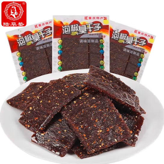 【陆草垫】泡椒臭干子80g*4袋(每袋9片,共36片) 从小吃到大 始创于1999 专注25年