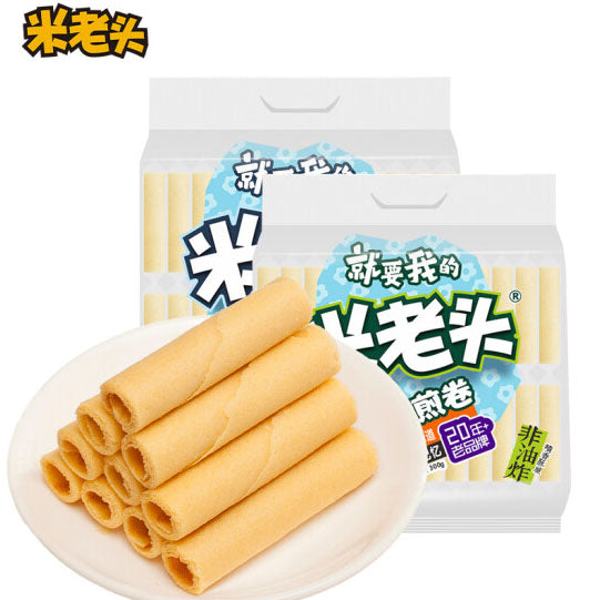 【米老头】雪花煎卷300g/袋(内含24小包,每小包3根卷,共72根卷)椰奶味/花生味 营养酥脆