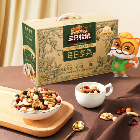 【三只松鼠】每日坚果750g/箱(30包)6+3经典配比 均衡营养