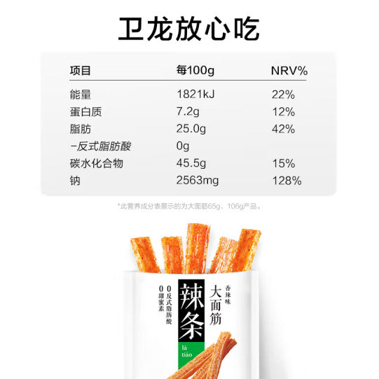 【卫龙】大辣条65g*4袋(每袋8根,共32根)辣条销量冠军 生产日期30天以内
