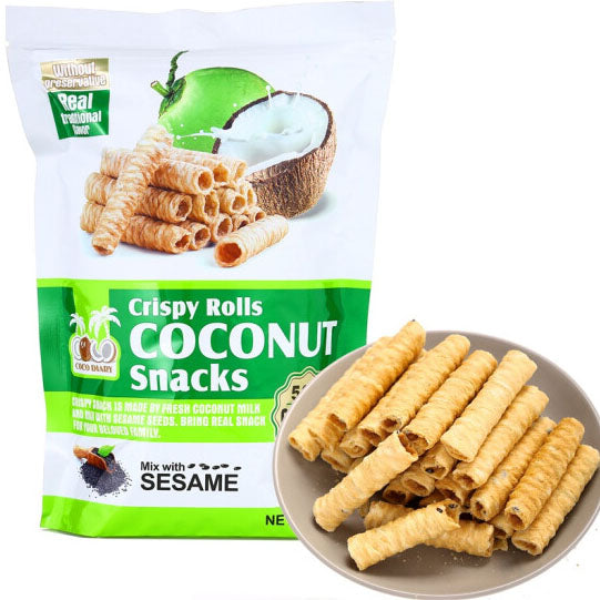 【椰子日记】泰国进口 椰子蛋卷80g*2袋(每袋20根,共40根)根根酥脆 椰香清甜