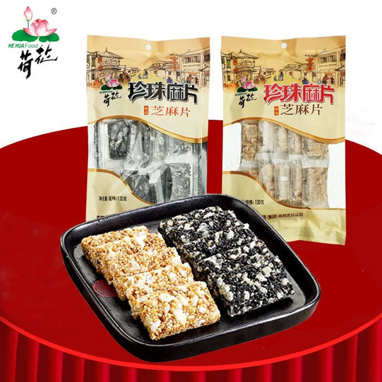 【荷花牌】珍珠麻片130g*2袋 芝麻多多 片片香甜酥脆 纯手工甜品重庆名小吃
