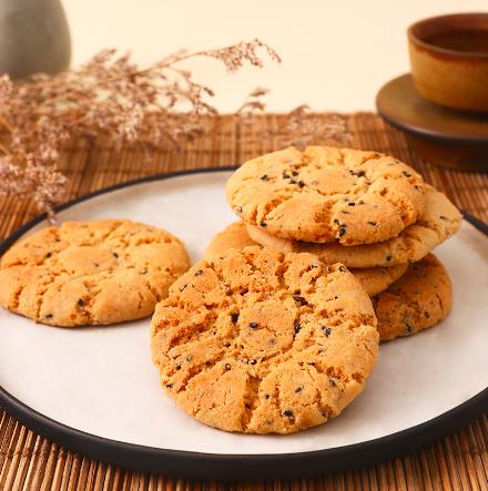 【三只松鼠】黑芝麻味 桃酥200g*3袋(每袋10个,共30个)早餐酥饼