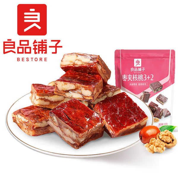 【良品铺子】枣夹核桃3+2 枣仁派128g*2袋 3层红枣+2层核桃仁