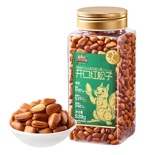 【三只松鼠】金装开口松子520g/罐 精选950大颗粒 源自东北长白山