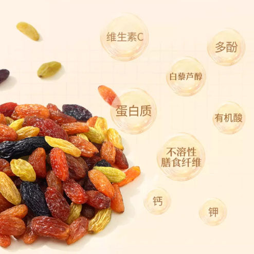 【三只松鼠】四色葡萄干500g/袋 红黄紫白 4色4味 彩虹饮食