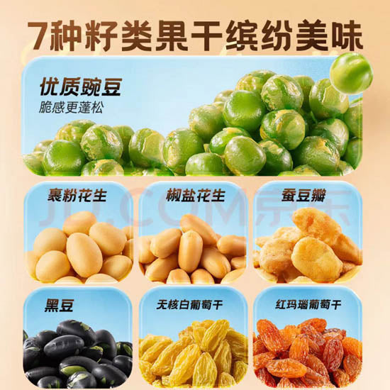 【三只松鼠】每日豆果500g/袋（约33小包）7种籽类果干 每天一把 均衡营养
