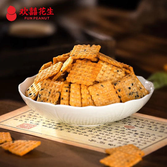 【欢囍花生】烧烤锅巴105g*2袋 加入了黑芝麻 酥脆香 不硬 好嚼
