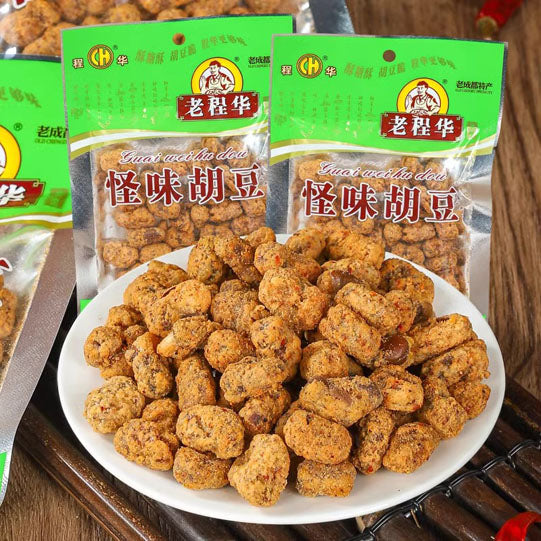 【老程华】怪味胡豆90g*3袋 香甜麻辣 风味独特 买就送洽洽每日坚果25g*1袋！