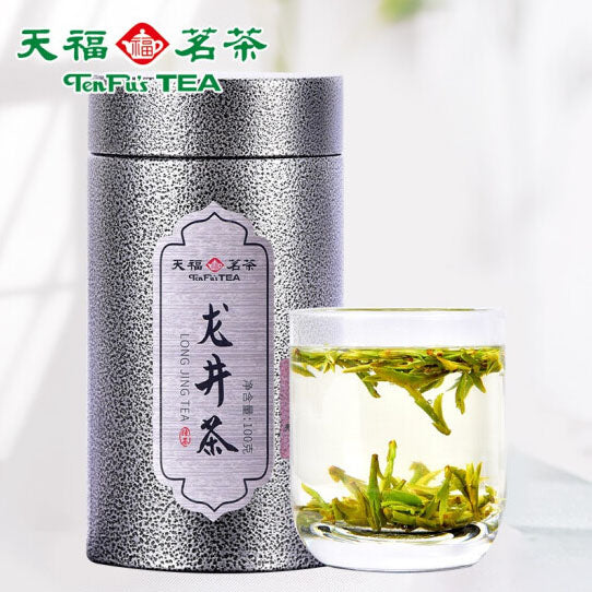 【天福茗茶】特级 银罐 龙井茶100g/罐 早春绿茶 贵如金