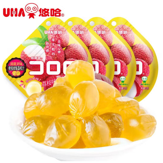 【UHA悠哈】荔枝味 果汁软糖52g*4袋（每袋10粒，共40粒）随时吃荔枝 不用看季节