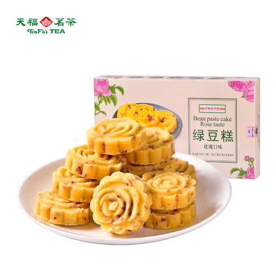 【天福茗茶】玫瑰味 绿豆糕240g/盒（共12枚）每一口都能吃到玫瑰花瓣