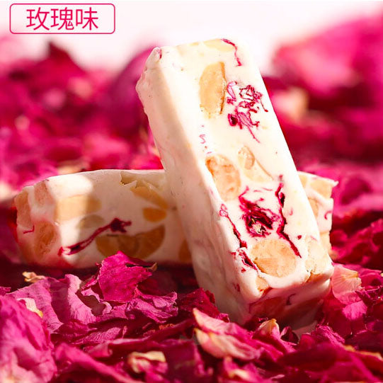【潘祥记】鲜花牛轧糖220g/袋 高原重瓣玫瑰花 微甜不腻 云南特产