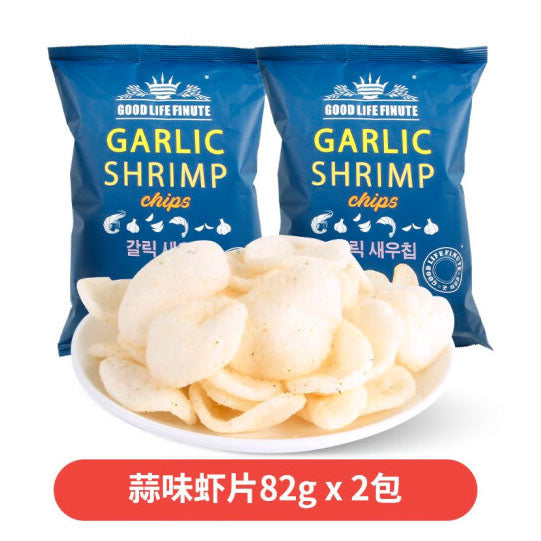 【趣莱福】韩国进口 网红蒜味虾片82g*2袋 超大2包 真虾肉 真过瘾