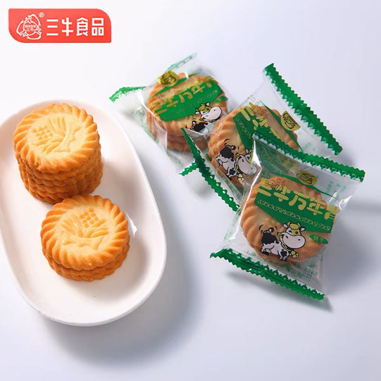 【三牛】万年青饼干350g/袋（17包，每包3块饼干，共51块）经典葱香 上海记忆