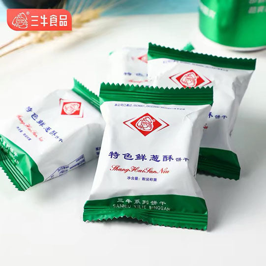 【三牛】特色鲜葱酥370g/袋（18包，每包3块饼干，共54块）散装称重 始于1998年 上海特色