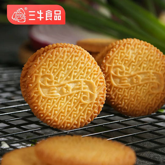 【三牛】特色鲜葱酥370g/袋（18包，每包3块饼干，共54块）散装称重 始于1998年 上海特色