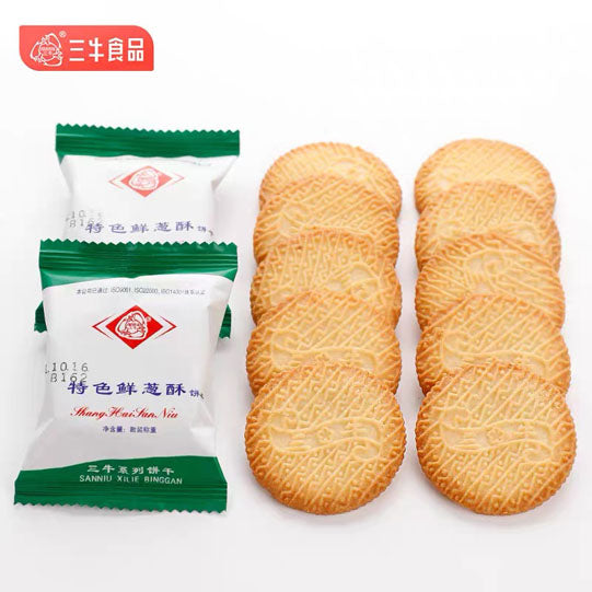 【三牛】特色鲜葱酥370g/袋（18包，每包3块饼干，共54块）散装称重 始于1998年 上海特色