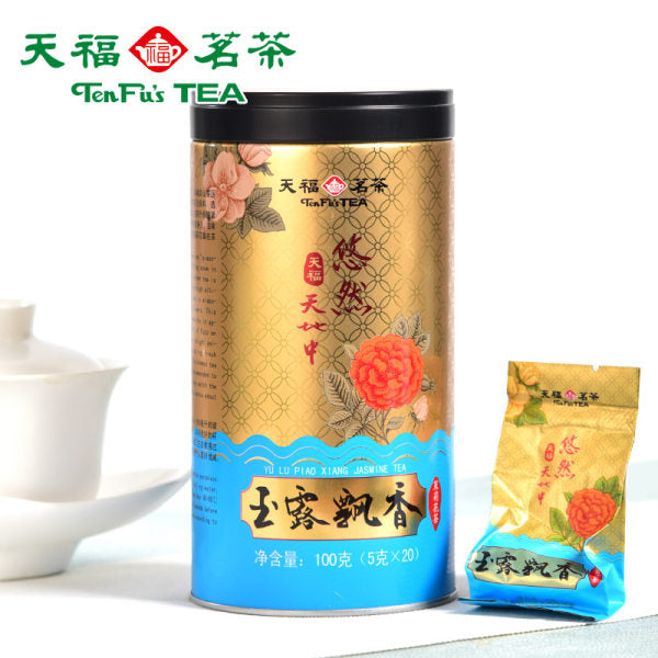 【天福茗茶】玉露飘香 茉莉花茶100g/罐（5g*20袋）四川原产峨眉茶叶