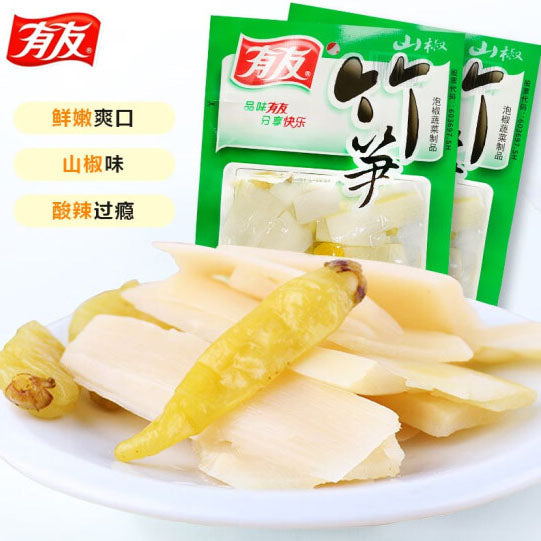 【有友】泡椒竹笋片120g*3袋 脆嫩竹笋 酸辣开胃