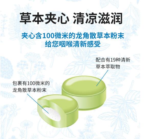 【龙角散】双重夹心润喉糖80g/袋 水蜜桃柚子薄荷3种口味可选 换季护嗓好帮手