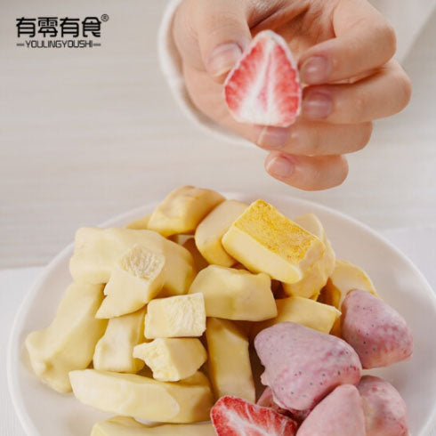 【有零有食】混合冻干水果48g*2袋 FD冻干技术 榴莲、草莓、芒果混合