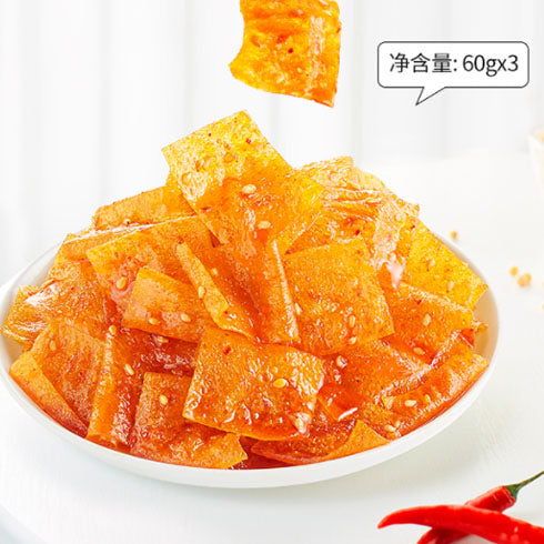 【卫龙】软豆皮60g*3袋 薄薄一片 香辣解馋