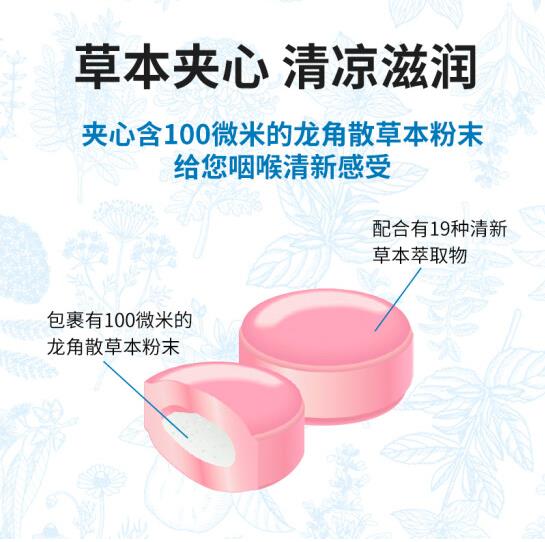 【龙角散】双重夹心润喉糖80g/袋 水蜜桃柚子薄荷3种口味可选 换季护嗓好帮手