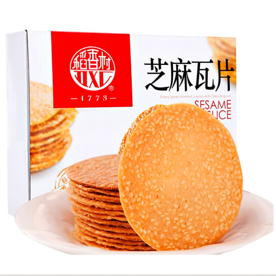 【稻香村】芝麻瓦片450g/盒（约54片）每一口香酥都是精心制作 简单造型的零食饼干